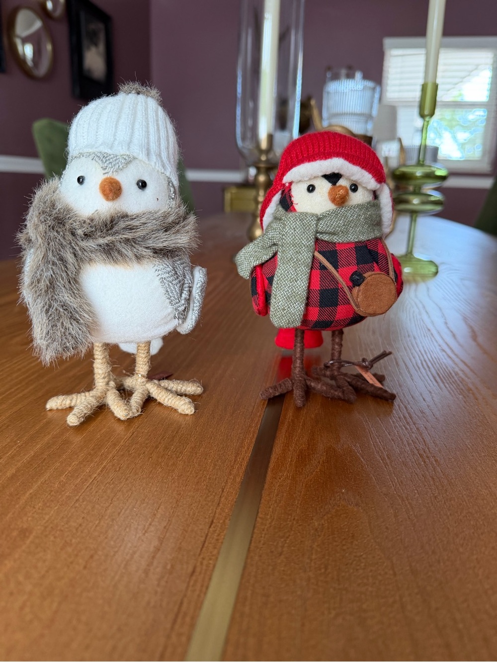 Target Xmas 2016 Featherly Friends Decorative Bird Figurines - White & Red Plaid